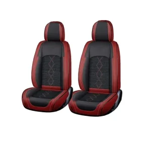 Huse auto premium 5 locuri Carguard Deluxe piele ecologica perforata si textil - rosu inchis - negru Cumpărături sigure