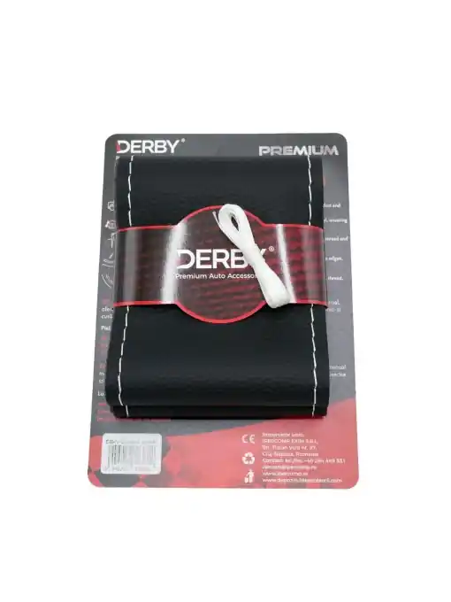 Husa volan neagra cu ac si ata 80 g, cusatura alba DERBY Ultima șansă