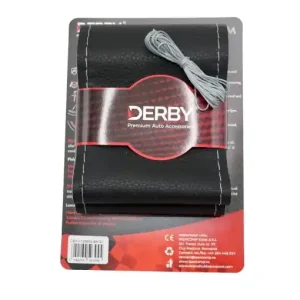 Bestseller Husa volan neagra cu ac si ata 80 g, cusatura gri DERBY