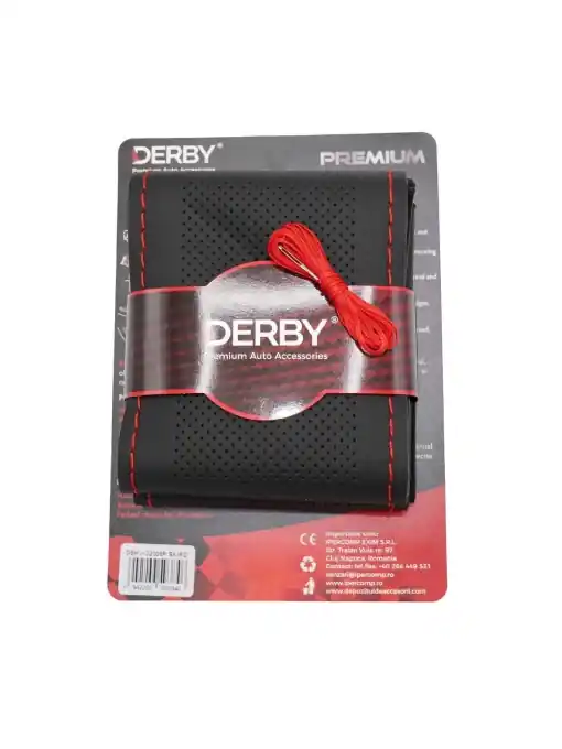 Husa volan neagra cu ac si ata 160 gr, cusatura rosie DERBY Mai ieftin