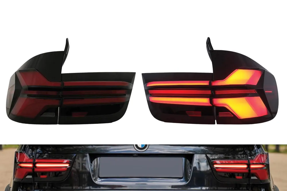 Set de lumini spate LED de tuning cu stilizare G05 LCI, potrivit pentru BMW X5 E70 2007-2013, stânga și dreapta, bază fumurie roșie Chilipir