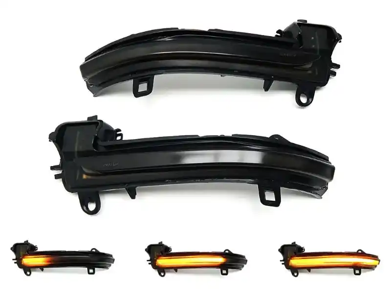 Semnale de întoarcere LED dinamice de tuning potrivite pentru oglinzile laterale ale BMW Seria 2 F45, F46 2013-2018, X1 F48 2014-2018 cu bază fumurie, stânga + dreapta Cel mai bun preț