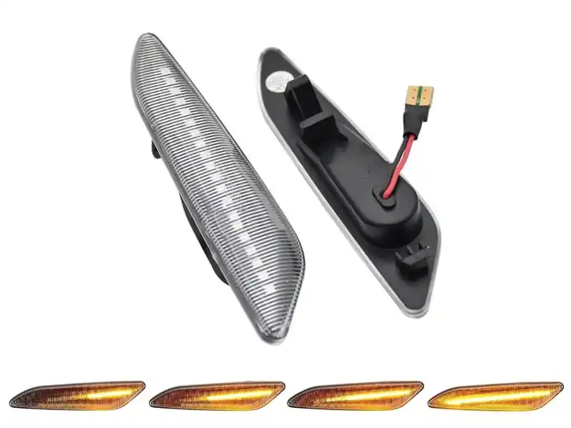 Set de semnalizatoare laterale LED dinamice potrivite pentru Alfa Romeo 147 2004-2010, 156 1997-2005, 159 Sportwagon 2000-2006 cu bază albă, stânga + dreapta Cumpărături sigure