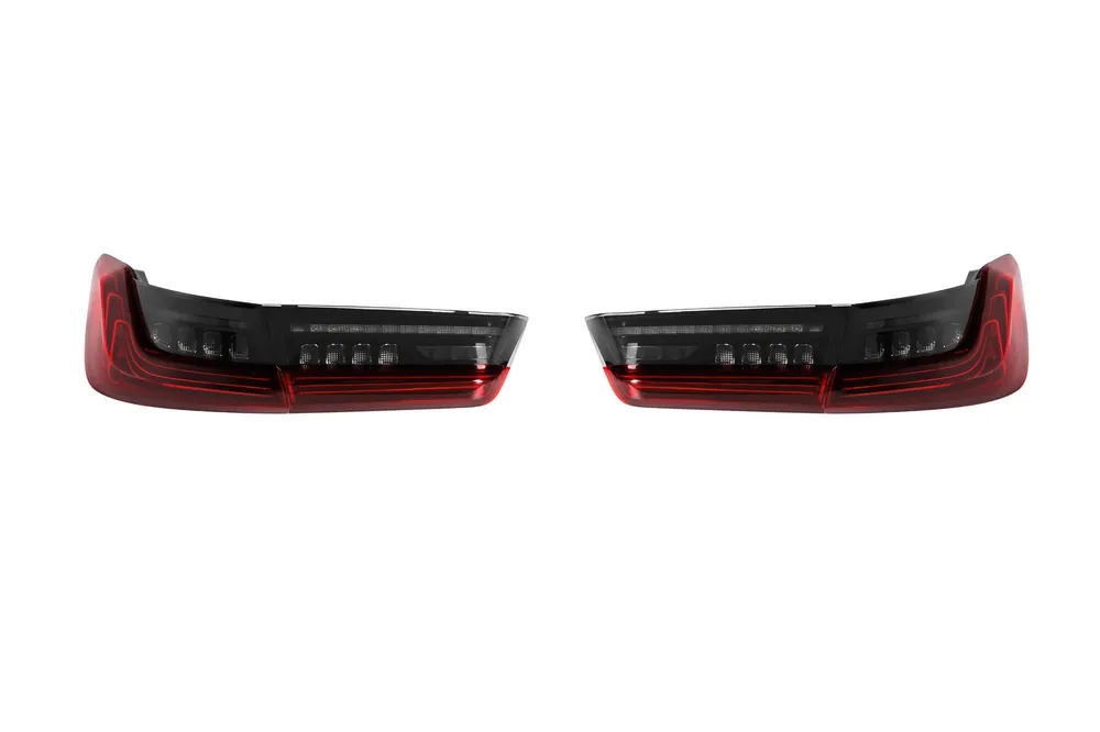 Reduceri Stopuri LED 3D tip CSL potrivite pentru BMW Seria 3 G20 2019-2021 cu bază roșie, stânga și dreapta