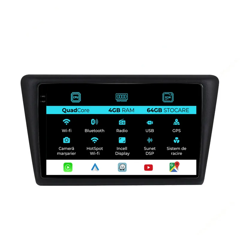 Navigatie Dedicata Skoda Rapid (2011-2019),QuadCore, 9Inch, 4Gb Ram, 64Gb Stocare, Carplay Vezi acum