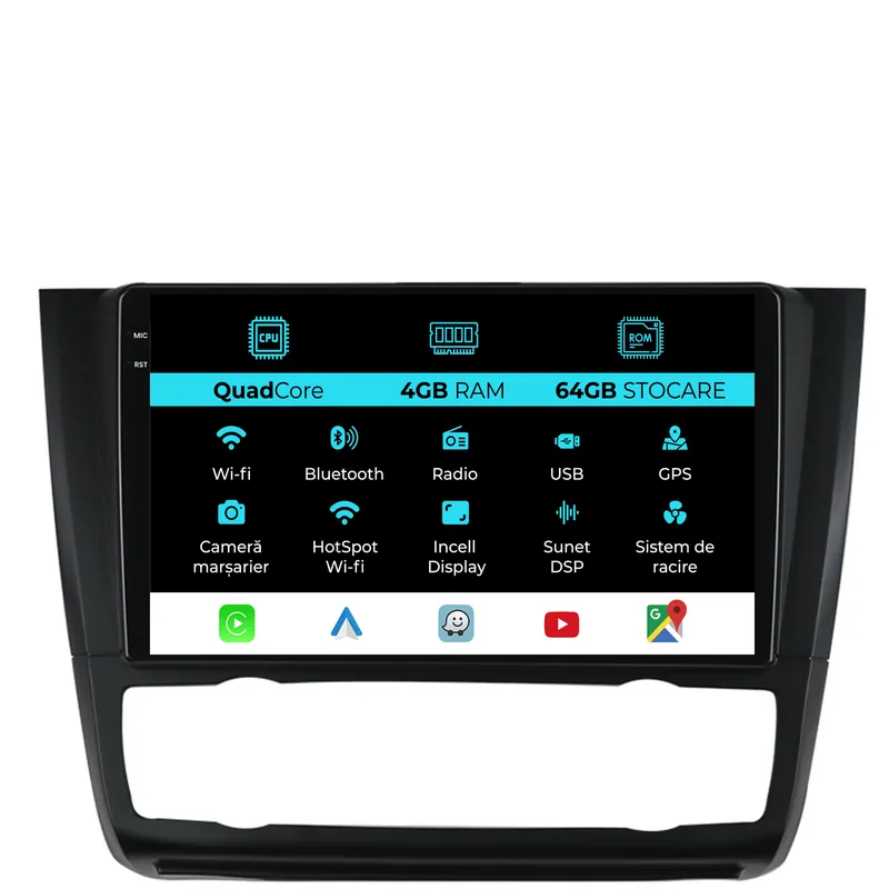 Retur ușor Navigatie Dedicata Bmw Seria 1 E82 E88 E81 E87 (2004-2011),QuadCore, 9Inch, 4Gb Ram, 64Gb Stocare, Carplay