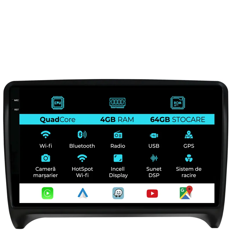 Navigatie Dedicata Audi TT (2006-2014), QuadCore, 9Inch, 4Gb Ram, 64Gb Stocare, Carplay Nu rata