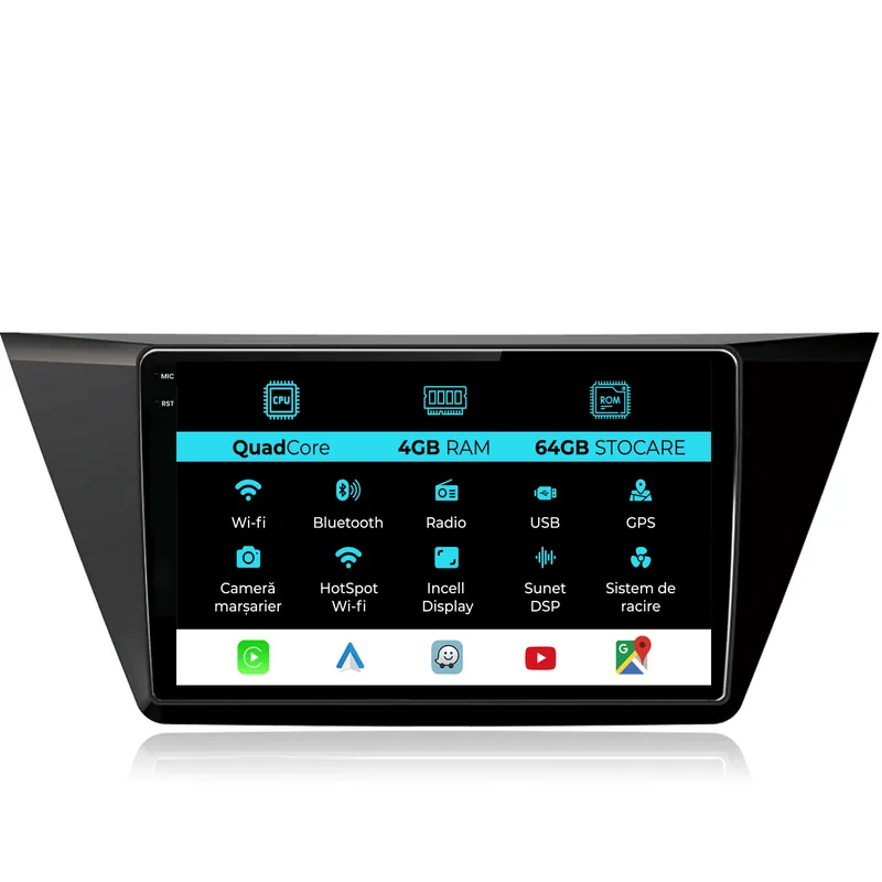 Navigatie Dedicata Volkswagen Touran (2015 – 2020),QuadCore, 10Inch, 4Gb Ram, 64Gb Stocare, Carplay Ultima șansă