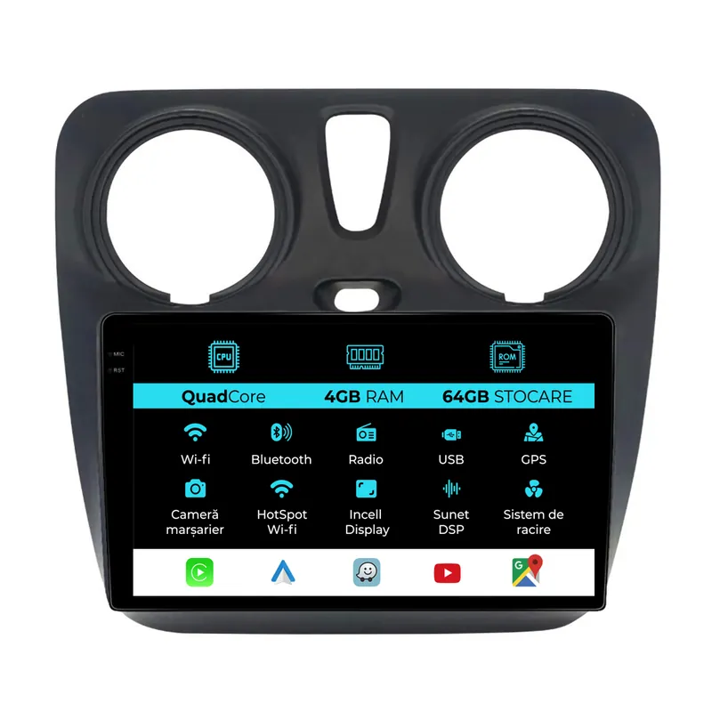 Cel mai bun preț Navigatie Dedicata Dacia Dokker Lodgy (2012-2020),QuadCore, 9Inch, 4Gb Ram, 64Gb Stocare, Carplay
