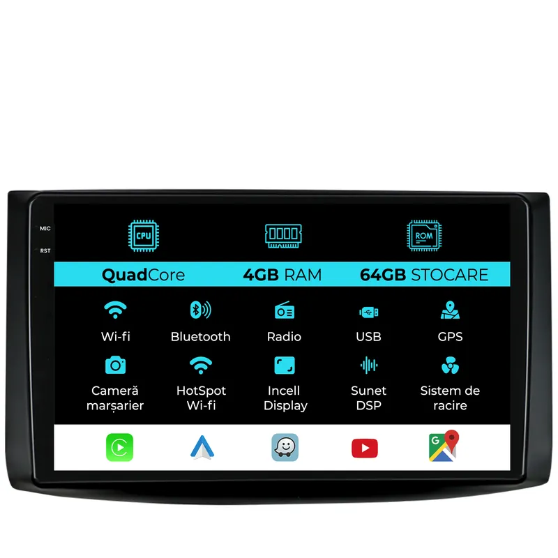 Navigatie Dedicata Chevrolet Aveo (2002-2011),QuadCore, 9Inch, 4Gb Ram, 64Gb Stocare, Carplay Ultima șansă