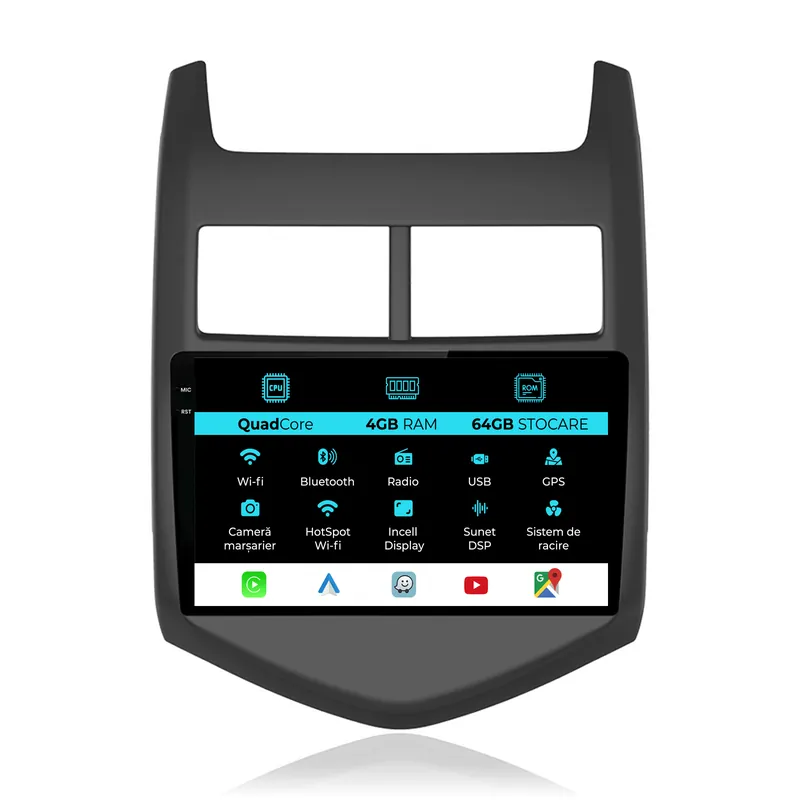 Navigatie Dedicata Chevrolet Aveo (2012-2014),QuadCore, 9Inch, 4Gb Ram, 64Gb Stocare, Carplay Plată sigură