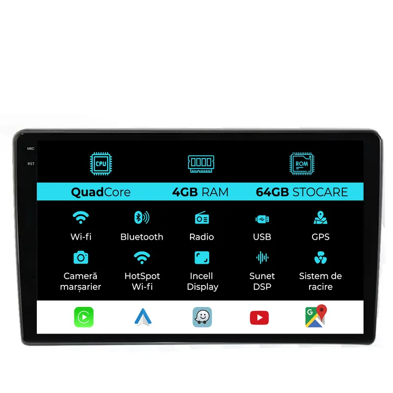 Navigatie Dedicata Ford Transit (2019-2025),QuadCore, 10Inch, 4Gb Ram, 64Gb Stocare, Carplay Cel mai vândut