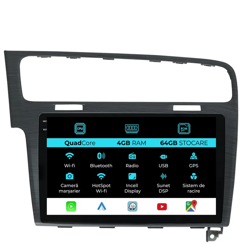 Navigatie Dedicata Volkswagen Golf 7 (2013-2020),QuadCore, 10Inch, 4Gb Ram, 64Gb Stocare, Carplay Bestseller