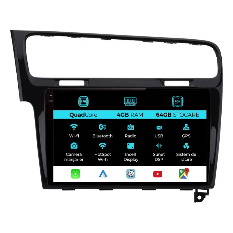 Navigatie Dedicata Volkswagen Golf 7 (2013-2020),QuadCore, 10Inch, 4Gb Ram, 64Gb Stocare, Carplay Super ofertă