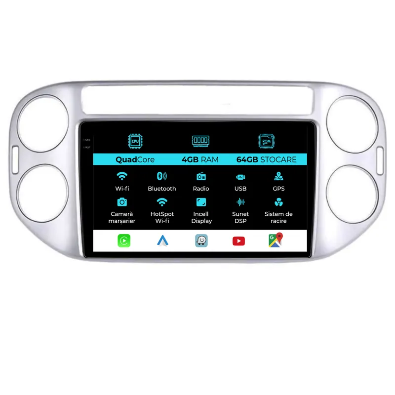 Plată sigură Navigatie Dedicata Volkswagen Tiguan (2006-2016),QuadCore, 9Inch, 4Gb Ram, 64Gb Stocare, Carplay