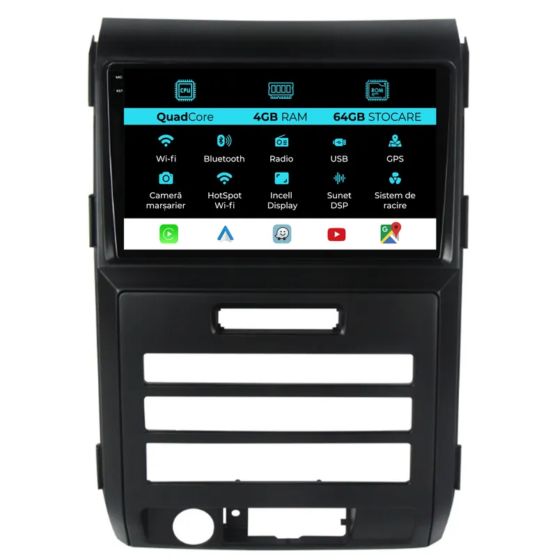 Navigatie Dedicata Ford F150 (2008-2014),QuadCore, 9Inch, 4Gb Ram, 64Gb Stocare, Carplay Reducere specială