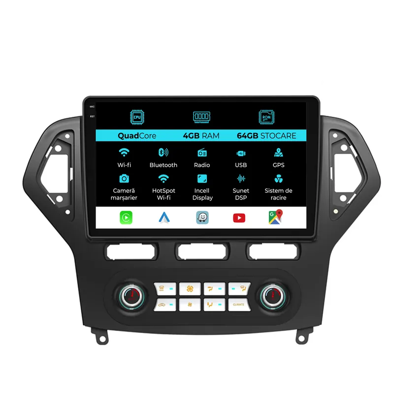 Navigatie Dedicata Ford Mondeo (2007-2014),QuadCore, 10Inch, 4Gb Ram, 64Gb Stocare, Carplay – Clima Automata Cumpără online