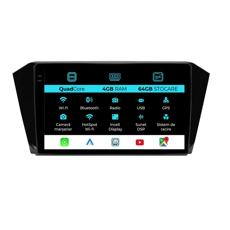 Navigatie Dedicata Volkswagen Passat B8 (2015-2022),QuadCore, 10Inch, 4Gb Ram, 64Gb Stocare, Carplay Cumpără online