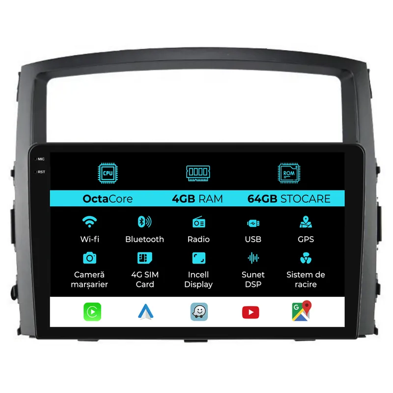 Navigatie Dedicata Mitsubishi Pajero (2006-2018), 9 Inch, 4Gb Ram, 64Gb stocare, Carplay Reducere extra