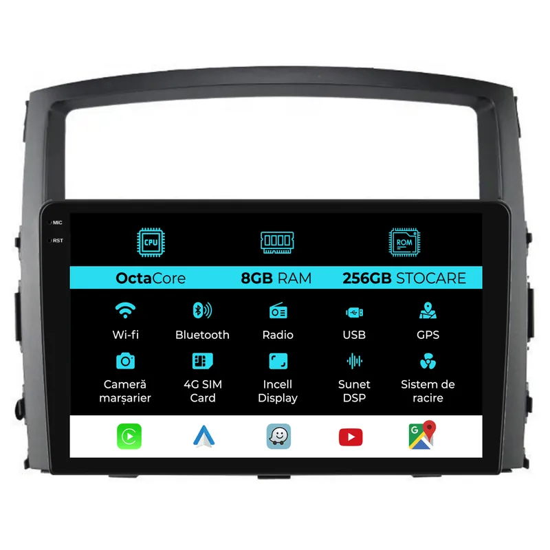 Navigatie Dedicata Mitsubishi Pajero (2006-2018), 9 Inch, 8Gb Ram, 256Gb stocare, Carplay Chilipir