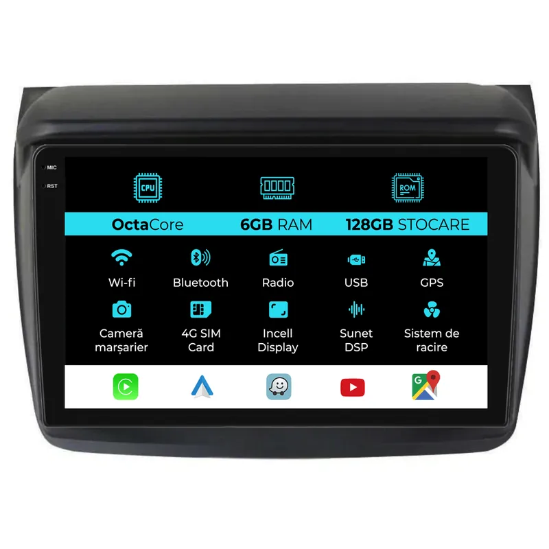 Navigatie Dedicata Mitsubishi Pajero Sport (2006-2013), 9Inch, 6Gb Ram, 128Gb Stocare, Carplay Preț promoțional