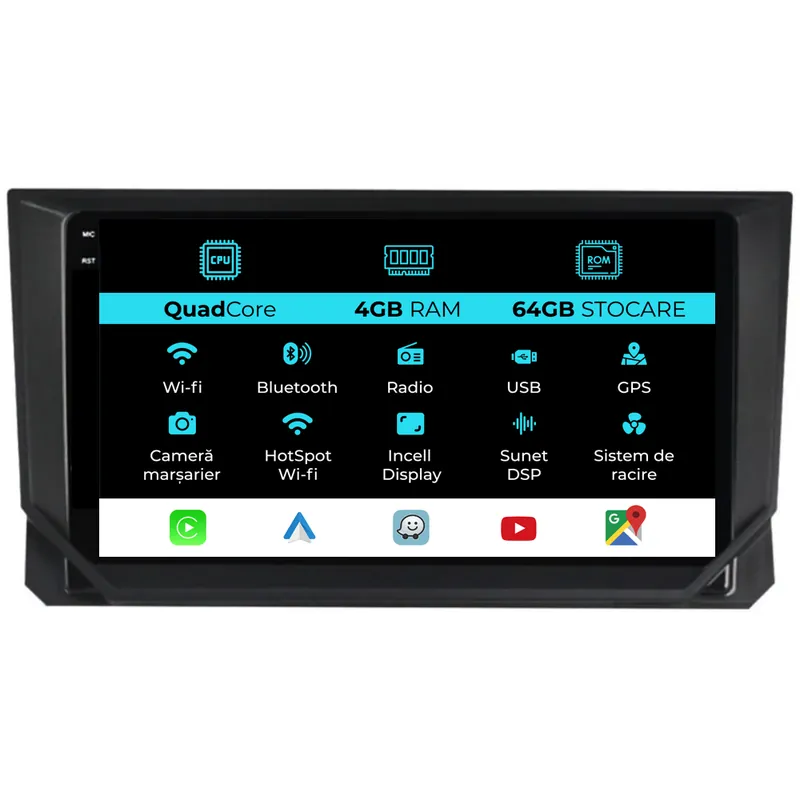 Navigatie Dedicata Seat Ibiza (2017 – 2025),QuadCore, 9Inch, 4Gb Ram, 64Gb Stocare, Carplay Reducere de preț
