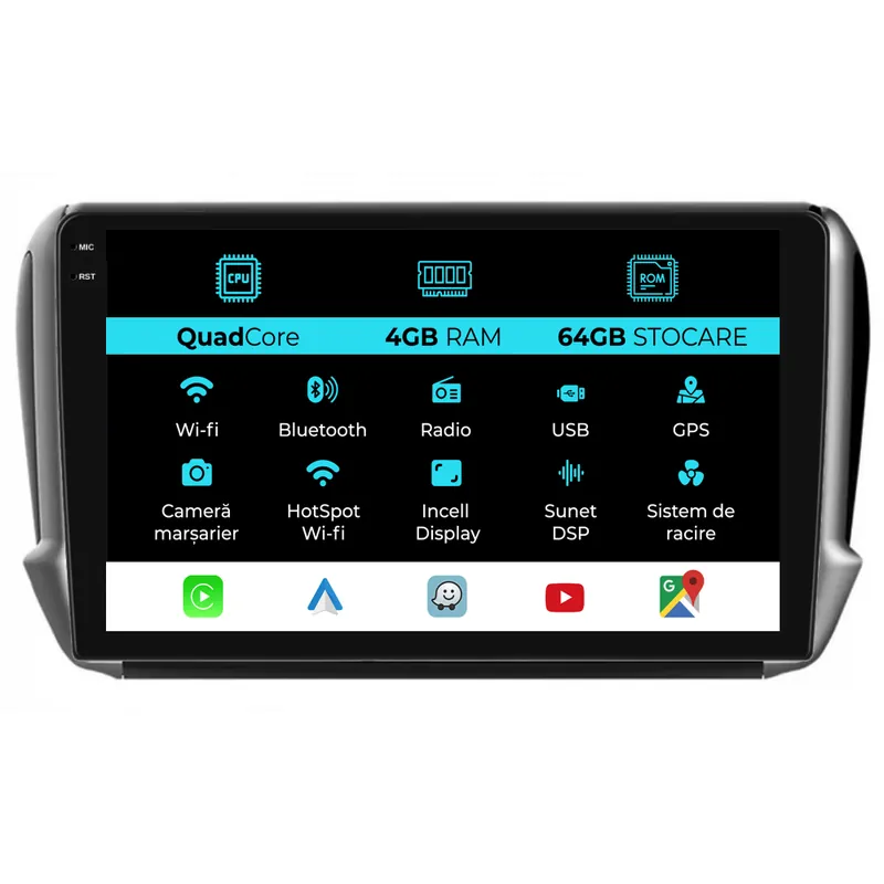 Navigatie Dedicata Peugeot 208 2008 (2013-2018),QuadCore, 10Inch, 4Gb Ram, 64Gb Stocare, Carplay Ofertă de sezon