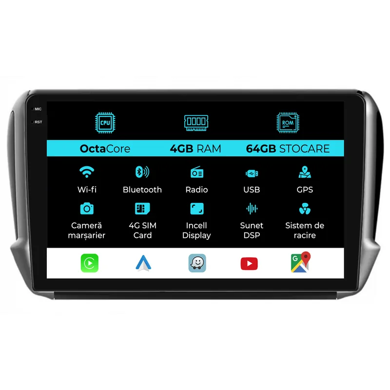 Lichidare de stoc Navigatie Dedicata Peugeot 208 2008 (2013-2018), 10Inch, 4Gb Ram, 64Gb Stocare, Carplay
