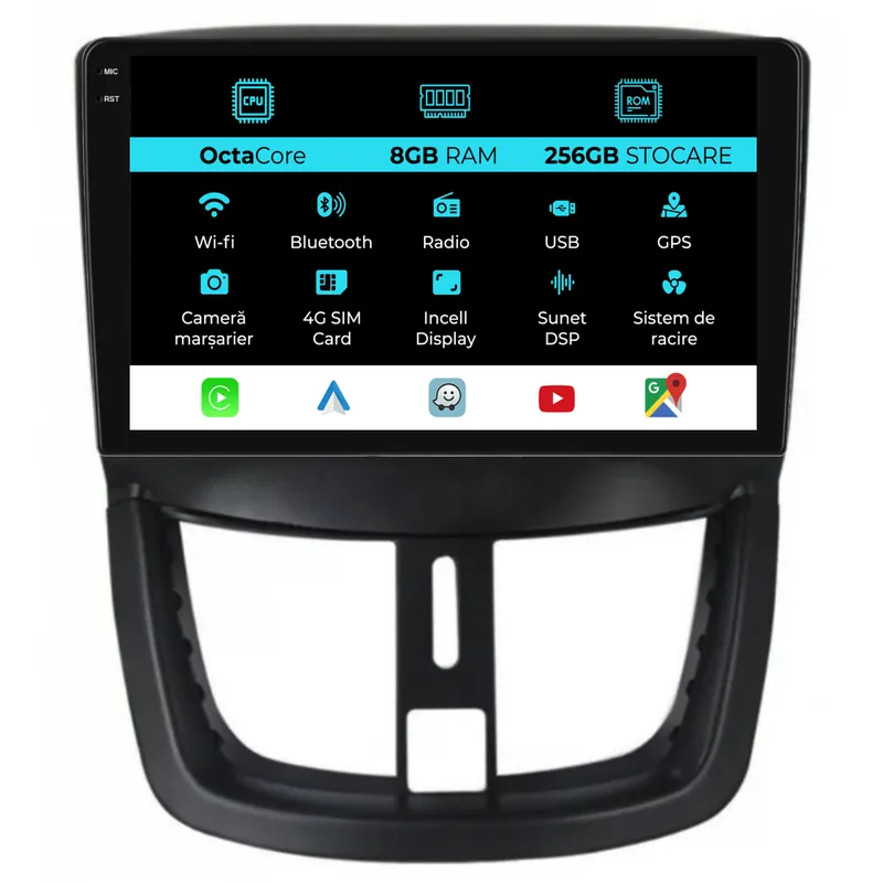 Navigatie Dedicata Peugeot 207 (2006-2015), 9Inch, 8Gb Ram, 256Gb Stocare, Carplay Reducere