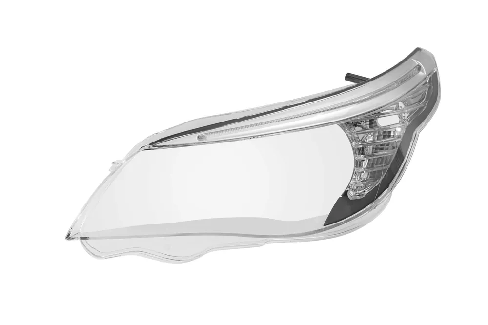 Geam stânga pentru far cu sprânceană LED și garnitură cromată, potrivit pentru BMW Seria 5 E60 sedan LCI, E61 break LCI 2007-2010 versiunea 3 Retur ușor