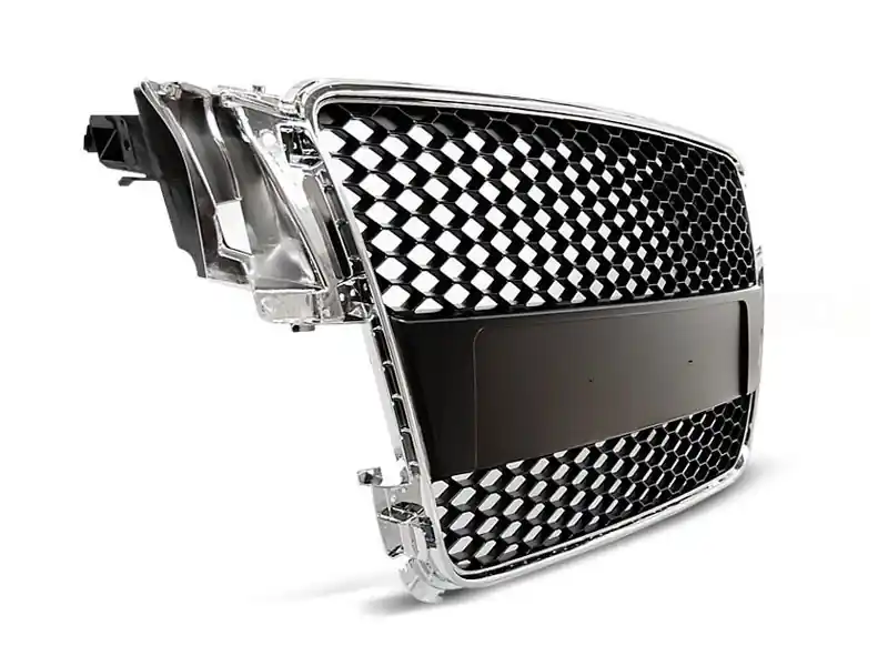 Grilă tip RS crom/neagră, potrivită pentru Audi A5 2007-2011 Sportback, coupe, cabrio cu bumper standard sau S-line Preț redus