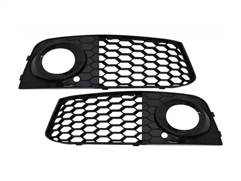 Livrare gratuită Set grilă tip RS4 în jurul farurilor de ceață potrivit pentru Audi A4 B8 sedan, break 2007-2011, lac negru