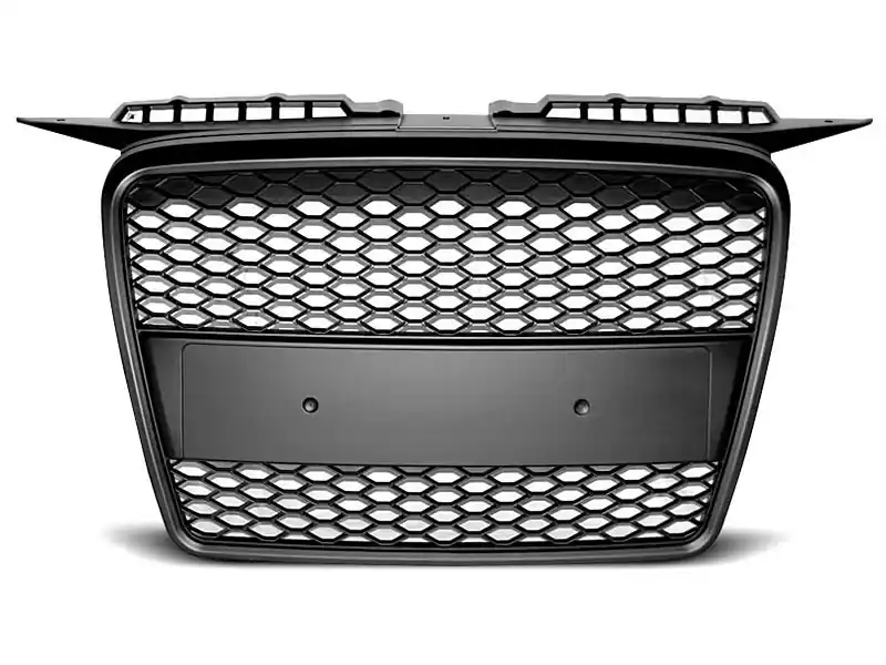 Grilă mată neagră tip RS potrivită pentru Audi A3 hatchback, Sportback 2005-2008 fără găuri pentru senzori de parcare Ofertă exclusivă