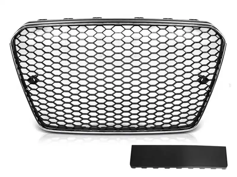 Grilă tip RS crom/neagră potrivită pentru Audi A5 2011-2016 pentru bumper standard sau S-line Lichidare de stoc