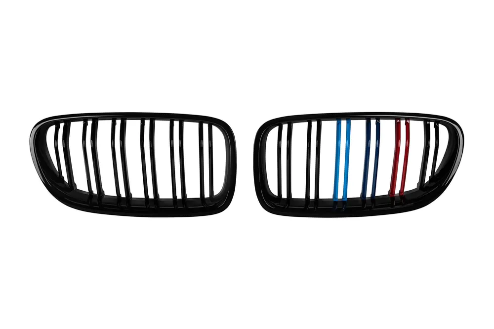Grile de rinichi tip M5 cu dublu nervură, vopsite în negru, cu decorare M, potrivite pentru BMW Seria 5 F10 sedan, F11 touring 2010-2017 Calitate înaltă