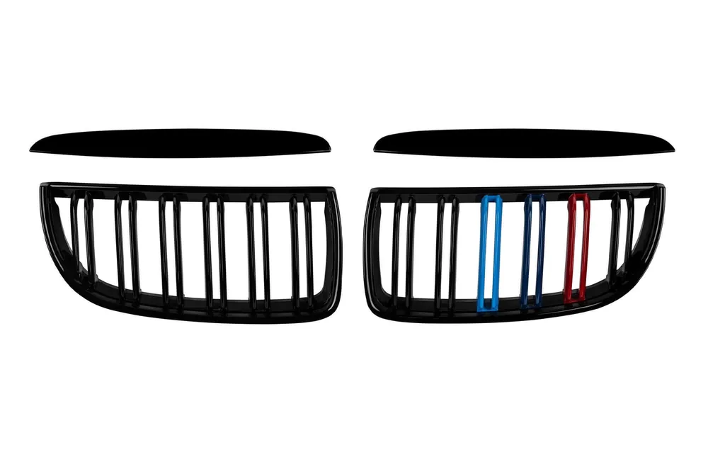 Reduceri Racorduri cu nervuri duble, lac negru cu decorare M, potrivite pentru BMW Seria 3 E90 sedan, E91 break 2005-2008