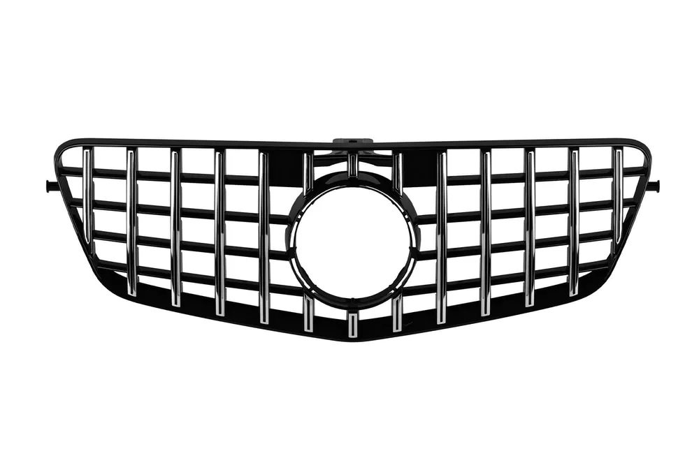 Grilă tip GT crom/neagră potrivită pentru Mercedes E-Class W212 2009-2013 fără deschidere pentru cameră Preferatul clienților