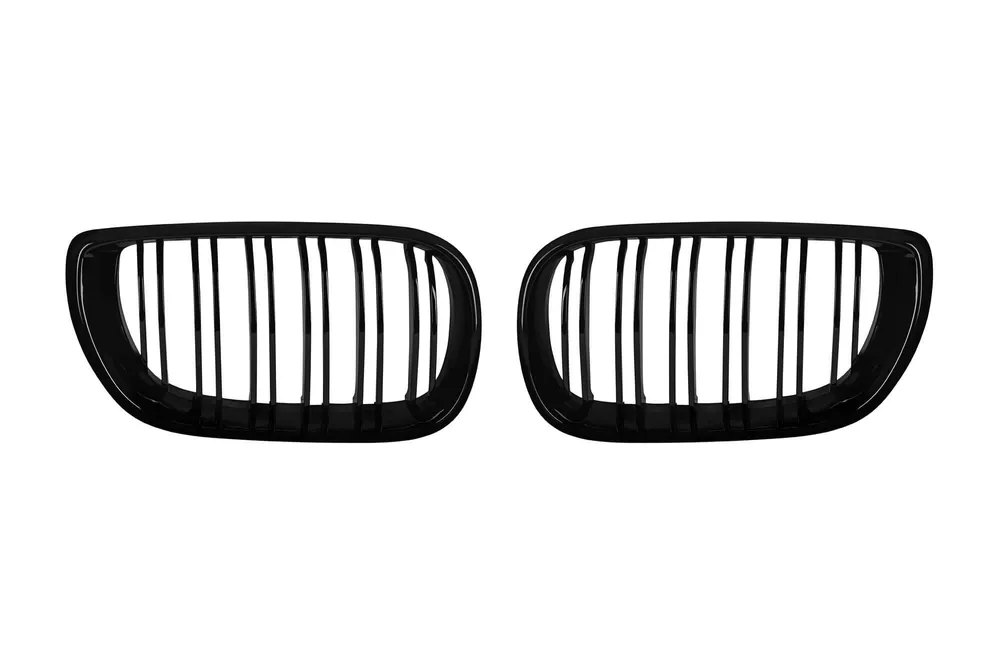 Cumpărături sigure Grile rinichi cu nervuri duble vopsite în negru, potrivite pentru BMW Seria 3 E46 sedan, break 2001-2005
