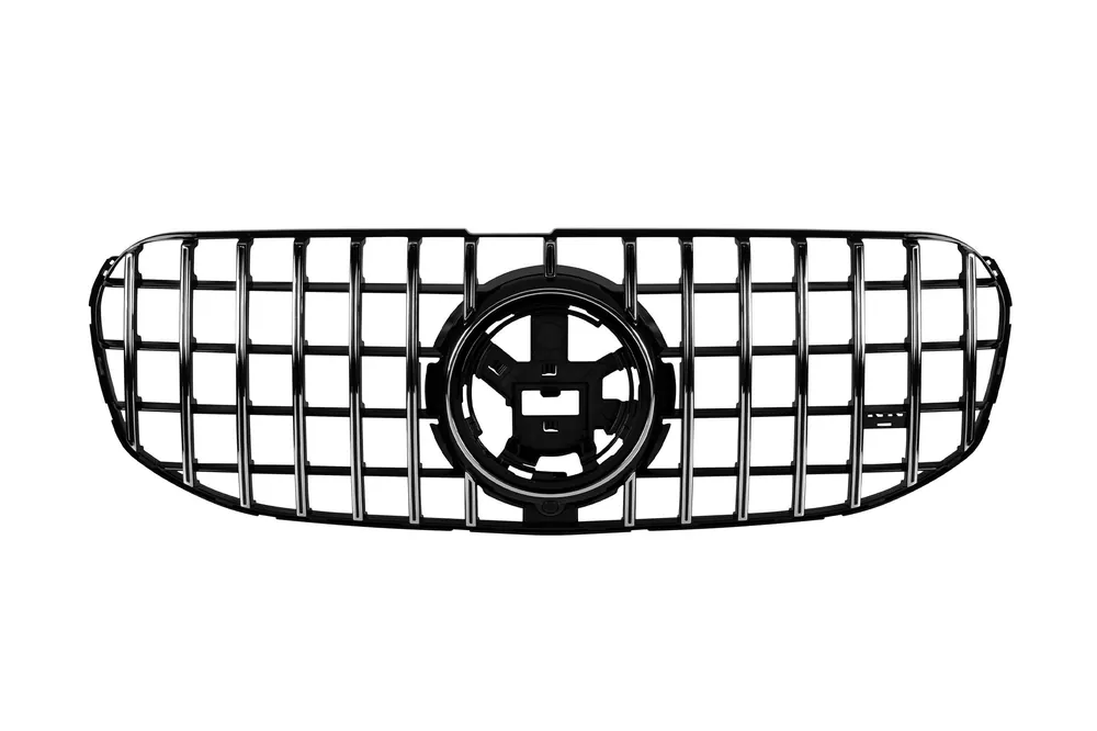 Grilă tip GT crom/neagră, potrivită pentru Mercedes GLS X167 2020-2023, cu deschidere pentru cameră Ultima șansă
