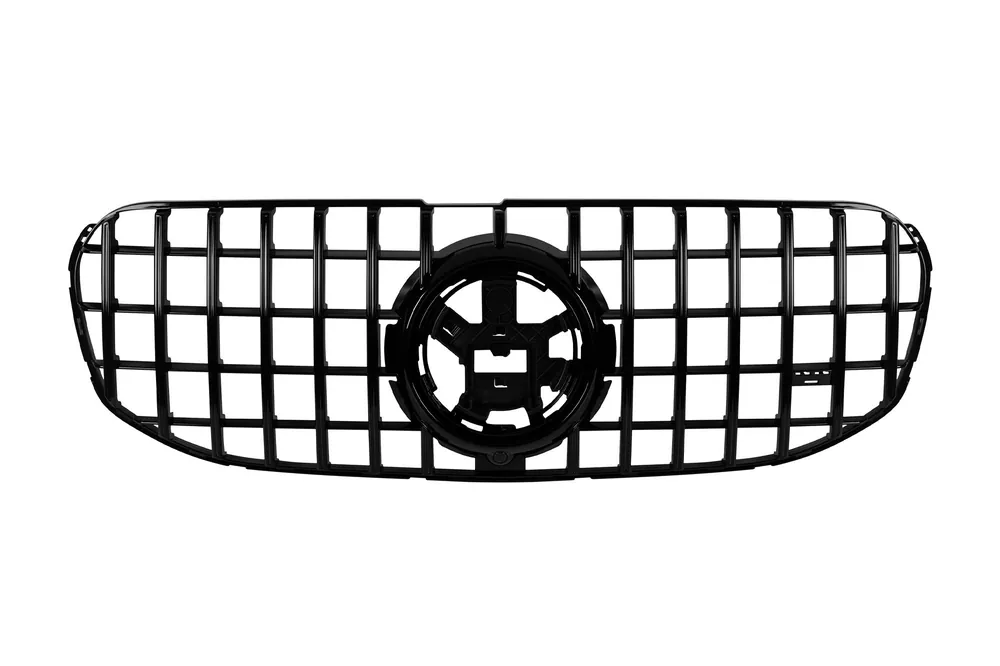 Grilaj tip GT cu lac negru, potrivit pentru Mercedes GLS X167 2020-2023, cu deschidere pentru cameră Livrare rapidă
