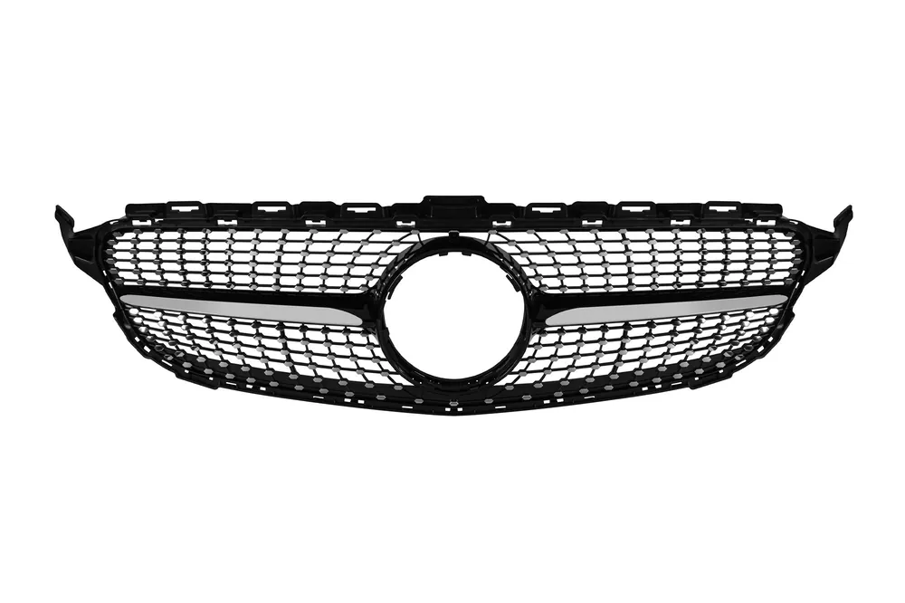 Grilaj crom/negru cu diamant, potrivit pentru Mercedes C-Class W205 sedan, S205 break, C205 coupe 2014-2018 fără deschidere pentru cameră Reduceri