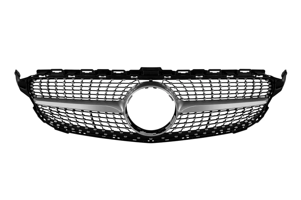 Calitate înaltă Grilaj diamantat cromat/gri potrivit pentru Mercedes C-Class W205 sedan, S205 break, C205 coupe 2014-2018 fără deschidere pentru cameră