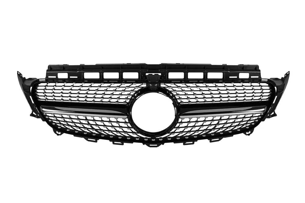 Grilaj crom/negru cu diamant, potrivit pentru Mercedes E-Class W213 sedan, S213 break, C238 coupe, A238 cabriolet 2016-2019 cu deschidere pentru cameră Ieftin