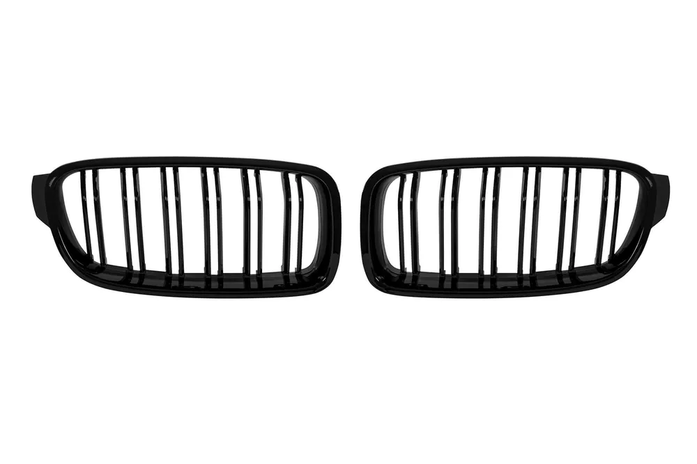 Grile rinichi cu două lamele, lucioase, negre, potrivite pentru BMW Seria 3 F30 Sedan, F31 Touring 2011-2019 Preț redus