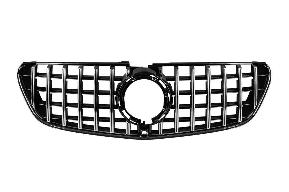 Cel mai bun preț Grilă tip GT crom/neagră potrivită pentru Mercedes V-Class W447 2020-2023, pentru modelul cu bara de protecție frontală A Design