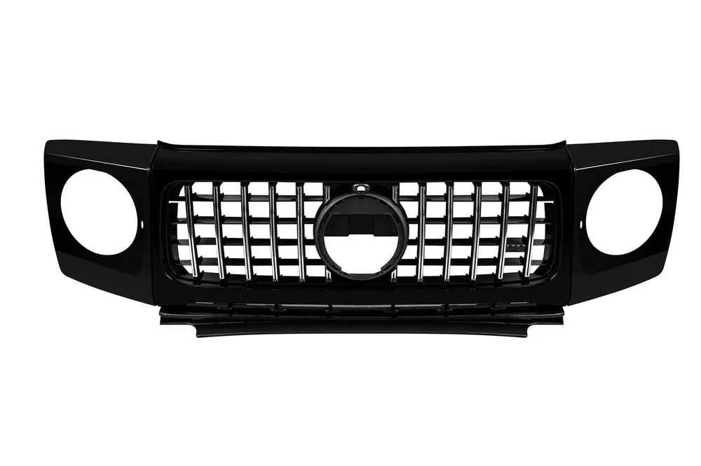 Grilă tip GT crom/neagră cu capace pentru faruri potrivită pentru Mercedes G-Class W464 2018-2024 Reducere de preț