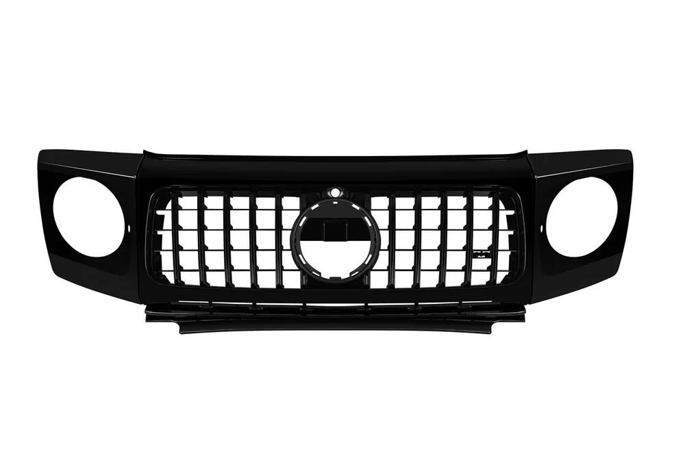 Grilaj tip GT cu lac negru și capace pentru faruri, potrivit pentru Mercedes G-Class W464 2018-2024 Premium