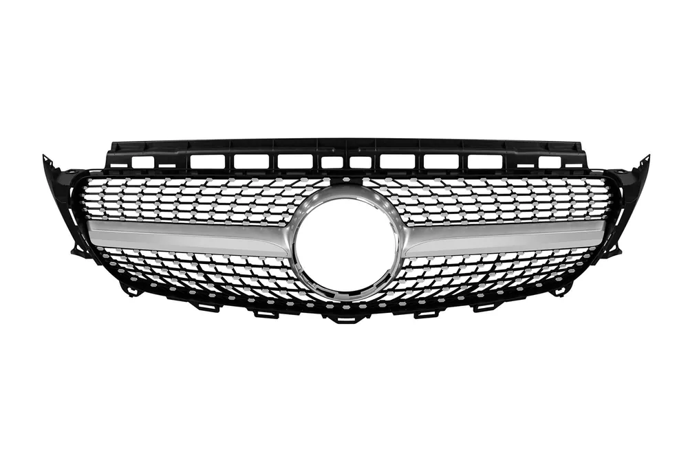Grilaj diamantat crom/gray potrivit pentru Mercedes E-Class W213 sedan, S213 break, C238 coupe, A238 cabrio 2016-2019 fără deschidere pentru cameră Plată sigură