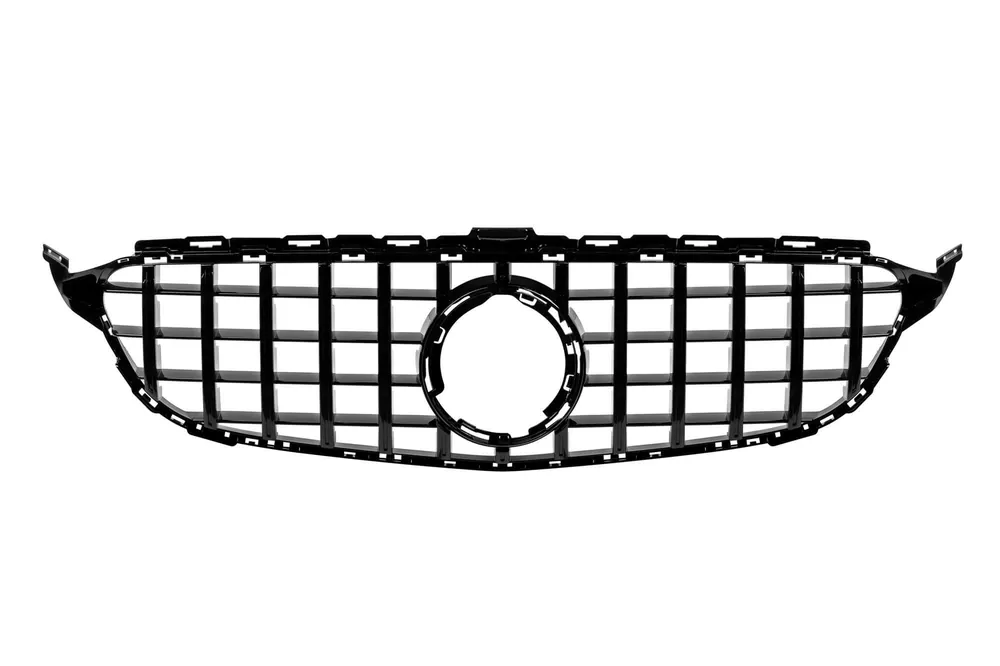 Grilaj tip GT vopsit negru, potrivit pentru Mercedes Clasa C W205 sedan, S205 break, C205 coupe după 2019, fără deschidere pentru cameră Plată sigură