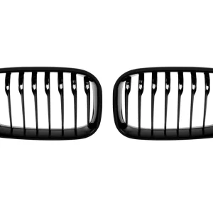 Bestseller Grile rinichi cu nervuri simple, lacuite în negru, potrivite pentru BMW Seria 1 F20, F21 2015-2019